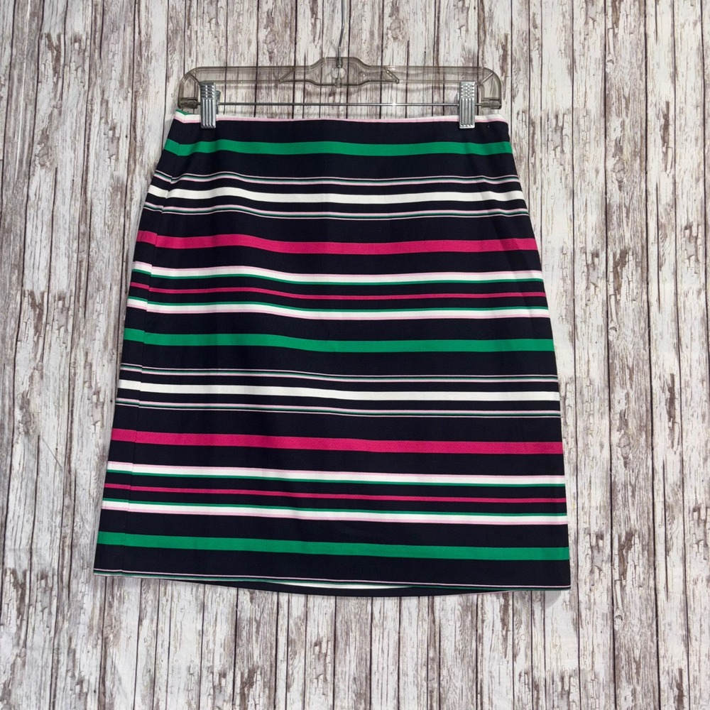 NWT Talbots‎ Petite Striped Pencil Skirt Navy Pink Green White Size 2P